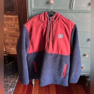 Red and Navy Hooded Pullover